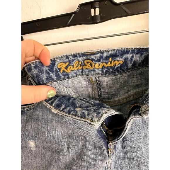 Destressed Denim Mini Skirt Size 15 #0640 - Picture 3 of 5